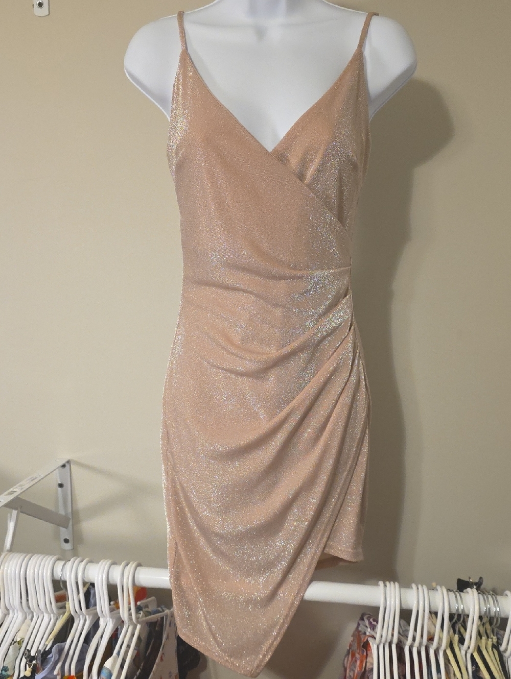 Forever 21 Champagne Shimmer Mini Dress. Size Medium.